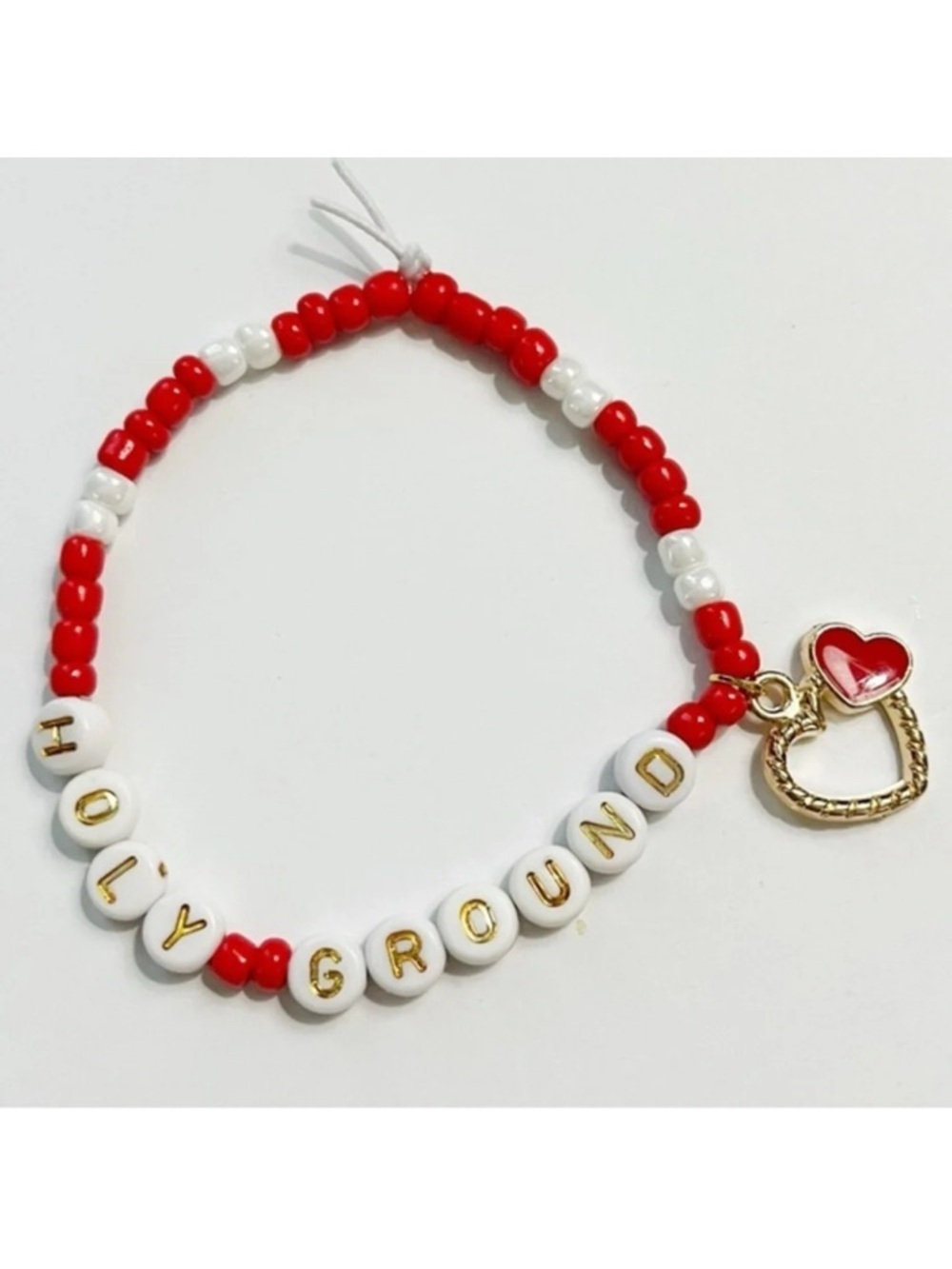 Taylor Swift Eras Tour Friendship Bracelet Holy Ground Red Heart Charm